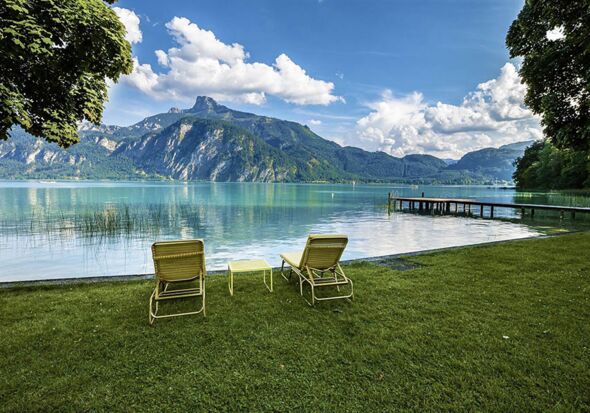 Lawn for sunbathing at Lake Mondsee